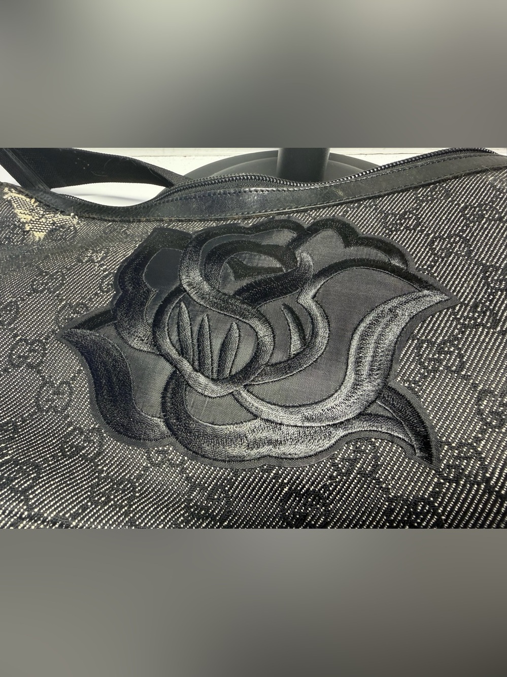 Gucci Black Denim Adjustable Strap Bag with Silver Hardware and COA - Picture 13 of 16
